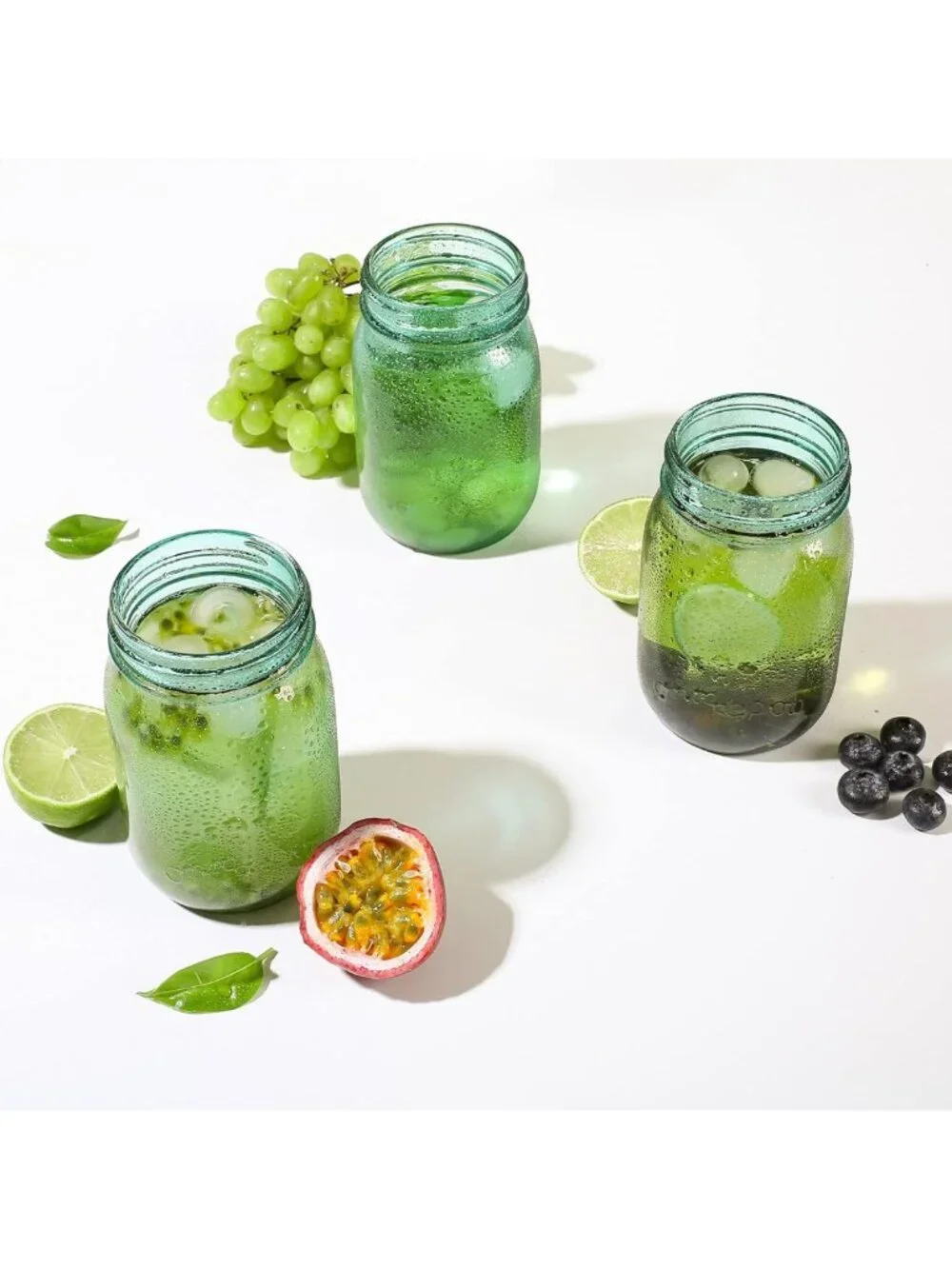16 oz Teal Mason Jars - 6 Pack Glass Storage Containers for Canning, Pickling